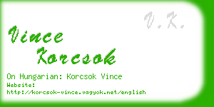 vince korcsok business card